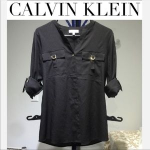 🆕NWOT Calvin Klein Black w/ Gold Buttons Blouse